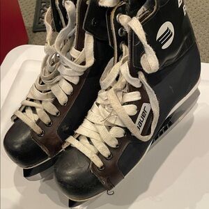 Bauer Black and Brown Youth Ice Hockey Skates with White Laces